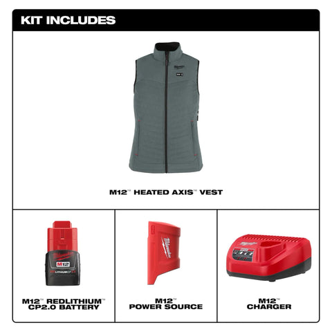 VESTE CHAUFFANTE AXIS FEMME VERT + 1 BATTERIE (L)