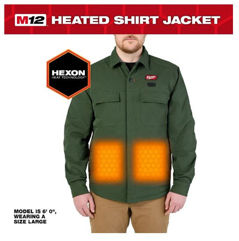 CHEMISE CHAUFFANTE M12 VERTE + 1 BATTERIE (S)