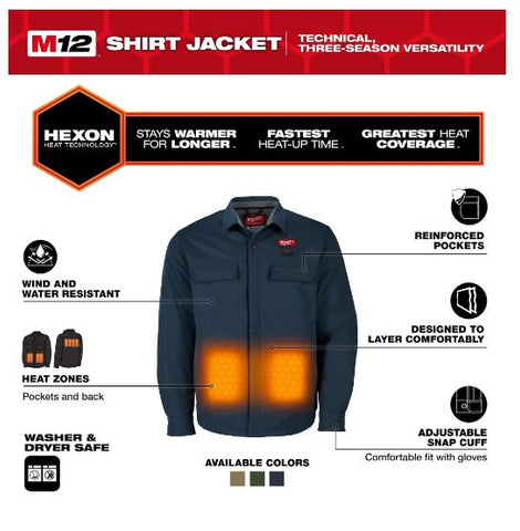 CHEMISE CHAUFFANTE M12 BLEU + 1 BATTERIE (2XL)
