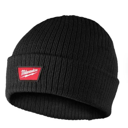 TUQUE À REVERS EN TRICOT CÔTELÉ - STYLE BONNET (NOIR)