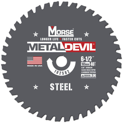 MK Morse Lame de scie pour coupe en acier Metal Devil 6-1/2'' 40T, arbre 5/8''