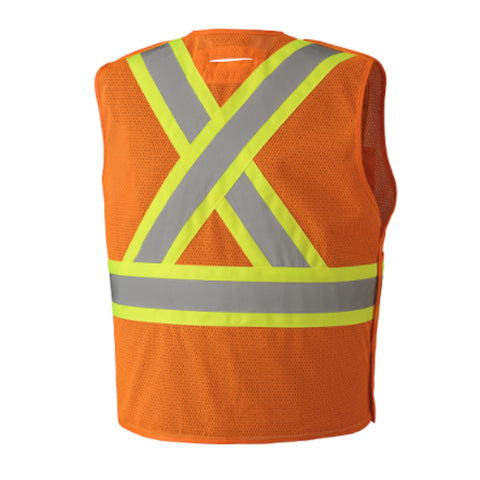 VESTE DE SÉCURITÉ HAUTE VISIBILITÉ DÉTACHABLE -  MAILLE DE POLY - ORANGE 2/3XL