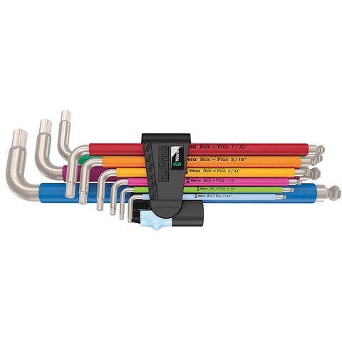 Hex-Plus Multicolour Imperial Stainless 1 Jeu de clés mâles coudées, syst. Impérial 5/64 à 3/8, acier inoxydable, 9 pièces